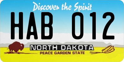 ND license plate HAB012