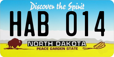 ND license plate HAB014