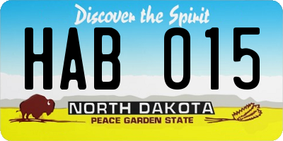 ND license plate HAB015