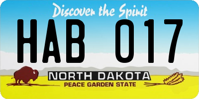 ND license plate HAB017