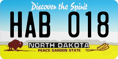 ND license plate HAB018