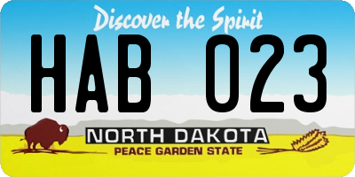 ND license plate HAB023