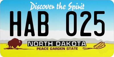 ND license plate HAB025