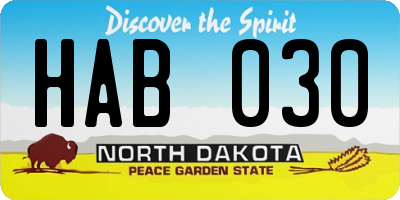 ND license plate HAB030