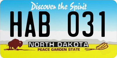 ND license plate HAB031