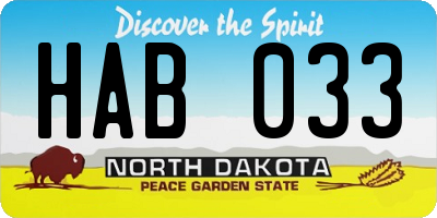 ND license plate HAB033