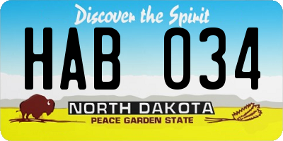 ND license plate HAB034