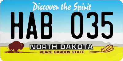 ND license plate HAB035
