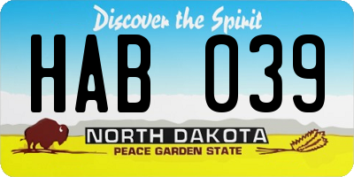 ND license plate HAB039