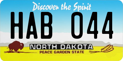 ND license plate HAB044