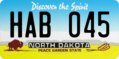 ND license plate HAB045