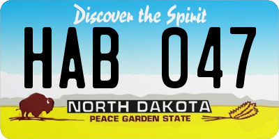 ND license plate HAB047