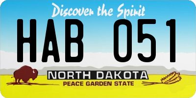 ND license plate HAB051