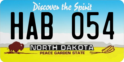 ND license plate HAB054