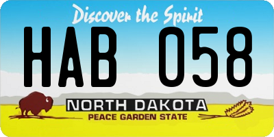 ND license plate HAB058