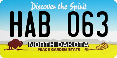 ND license plate HAB063