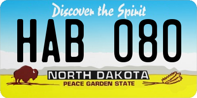 ND license plate HAB080