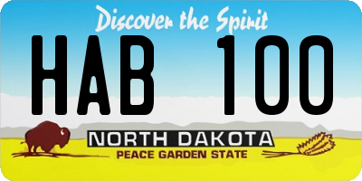 ND license plate HAB100