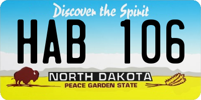 ND license plate HAB106