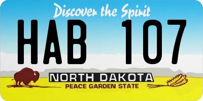 ND license plate HAB107