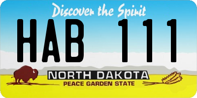 ND license plate HAB111