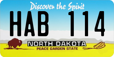 ND license plate HAB114