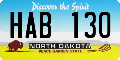 ND license plate HAB130