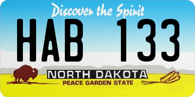 ND license plate HAB133