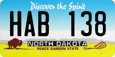 ND license plate HAB138