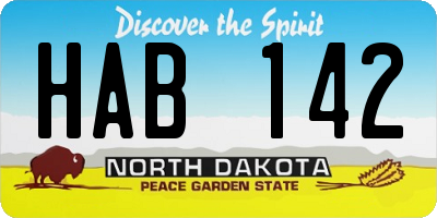 ND license plate HAB142