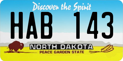 ND license plate HAB143