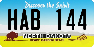 ND license plate HAB144
