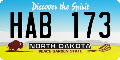 ND license plate HAB173