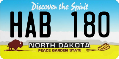 ND license plate HAB180