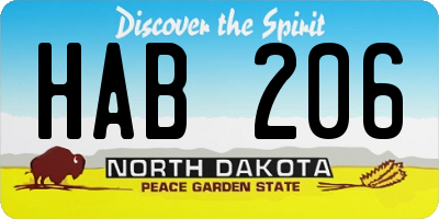 ND license plate HAB206