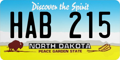 ND license plate HAB215