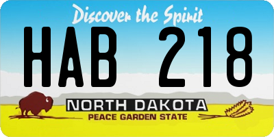 ND license plate HAB218