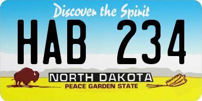 ND license plate HAB234