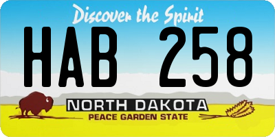 ND license plate HAB258