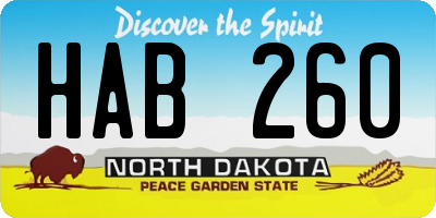 ND license plate HAB260