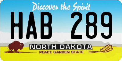 ND license plate HAB289