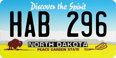 ND license plate HAB296