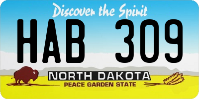 ND license plate HAB309