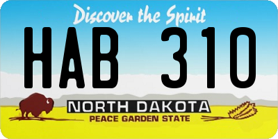 ND license plate HAB310