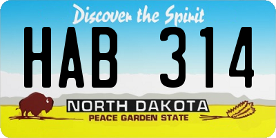 ND license plate HAB314