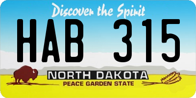 ND license plate HAB315