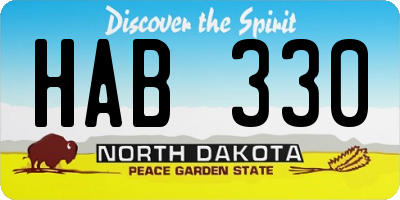 ND license plate HAB330