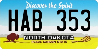 ND license plate HAB353