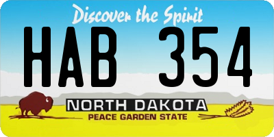 ND license plate HAB354