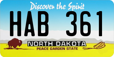 ND license plate HAB361